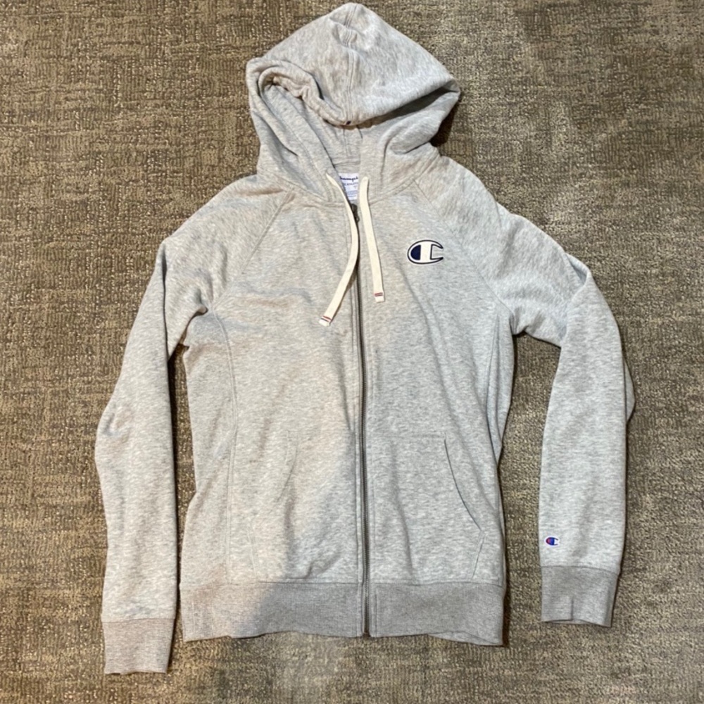 light grey champion zip up hoodie